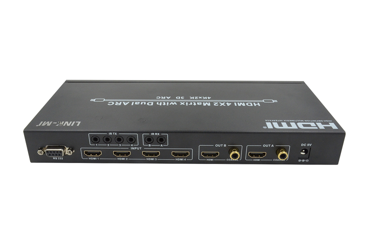 LINK-MI LM-MX42-ARC 4 by 2 HDMI Matrix with Dual ARC