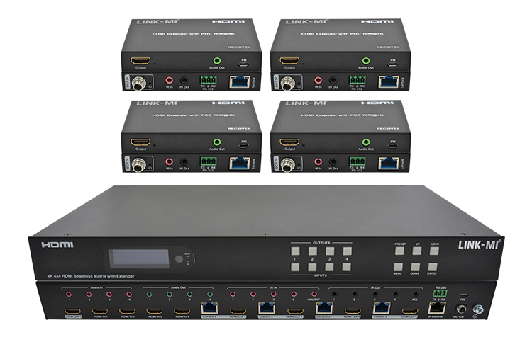 LINK-MI LM-TVM48 70m 4K60Hz HDMI 4x4 Seamless Matrix / Video Wall Controller / Multi-Viewer